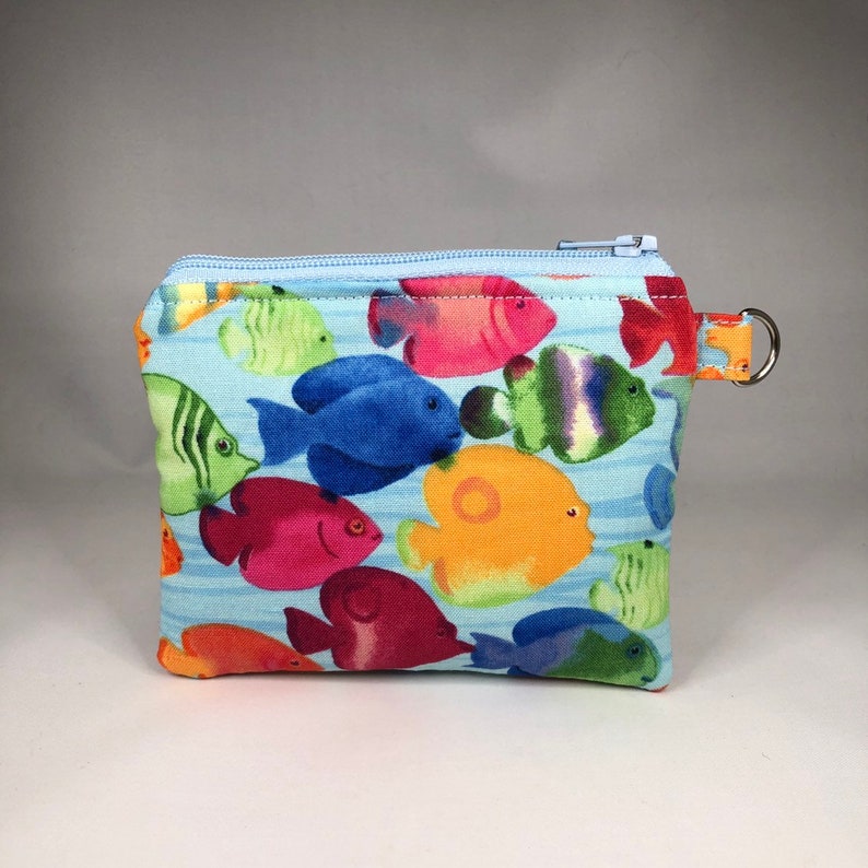 Optional Lanyard Neck Wallet,Mini Wallet Sea Creatures Tropical Fish Coin Purse Great Gift, Ocean Pouch Sea Life Nautical Coin Purse