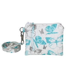 Butterfly Coin Purse, Blue Butterflies, Butterfly Lover, Change Purse, Pouch, Neck Wallet, Mini Wallet, Optional Lanyard, Gift For Her