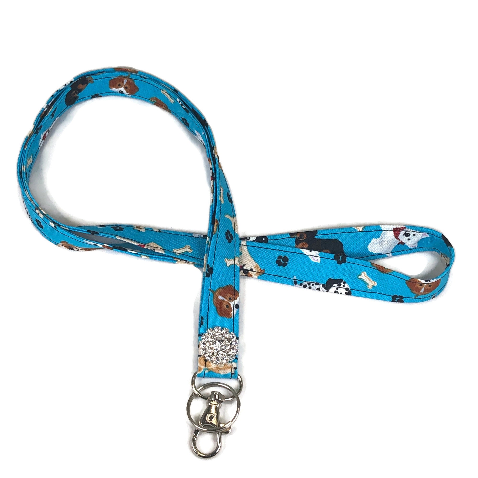 Dogs Lanyard Paw Print Bones Dog Lover Rhinestone Lanyard Etsy UK