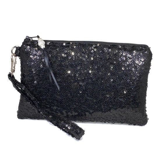 Black sequin purse sales