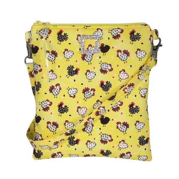 Hen Farm Chicken Eggs Pattern Print Crossbody Bags