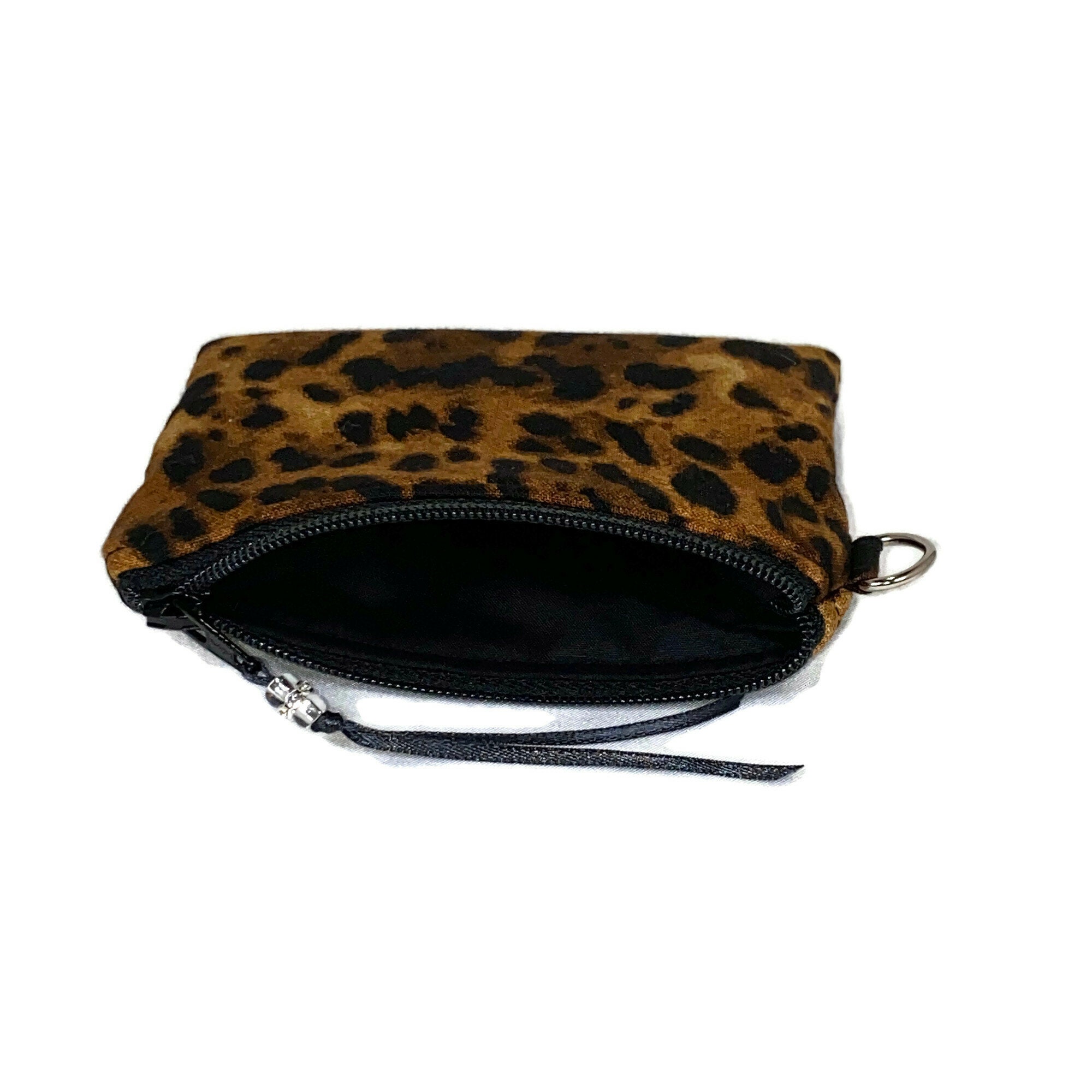 Leopard Print Leather Coin Pouch // Coin Purse Personalized 