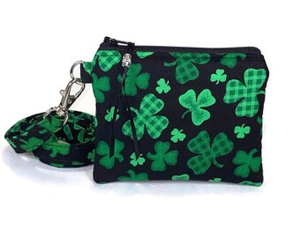 Shamrocks in Us Banner Coin Purse Zip Small Wallet Change Cash Tote for Men & Ladies Simple Style Shamrocks in Us Banner Coin Purse Zip Small Wallet Change Cash Tote for Men & Ladies Simple Style