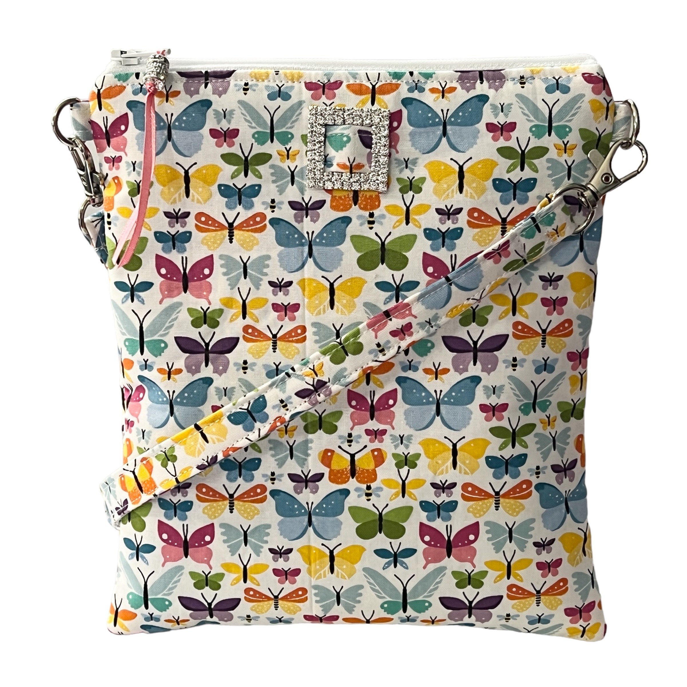 Mini Printed Butterfly Decorated Shell Crossbody Bag With Metal Chain