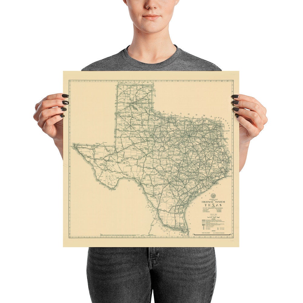1933 Texas State Highway Map Etsy