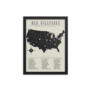 MLB Ballparks Checklist | 2021 Update | Map Poster Print Bucket list