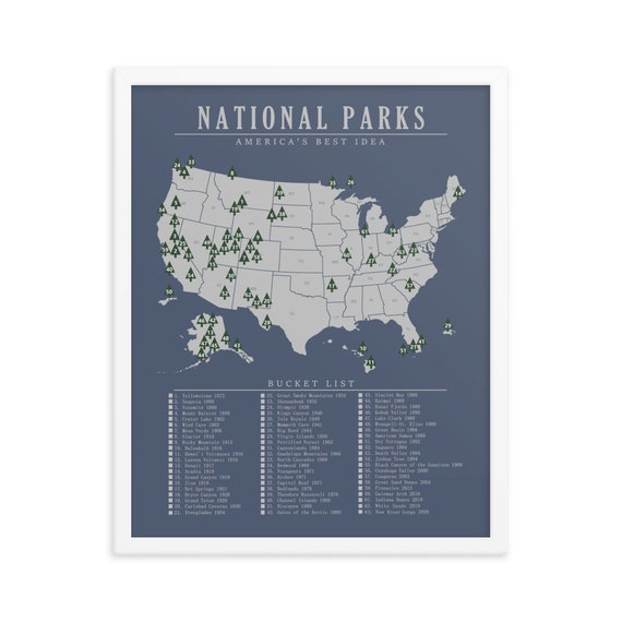 National Park List Map National Park Bucket List Map Poster All 63 Parks Updated | Etsy Ireland