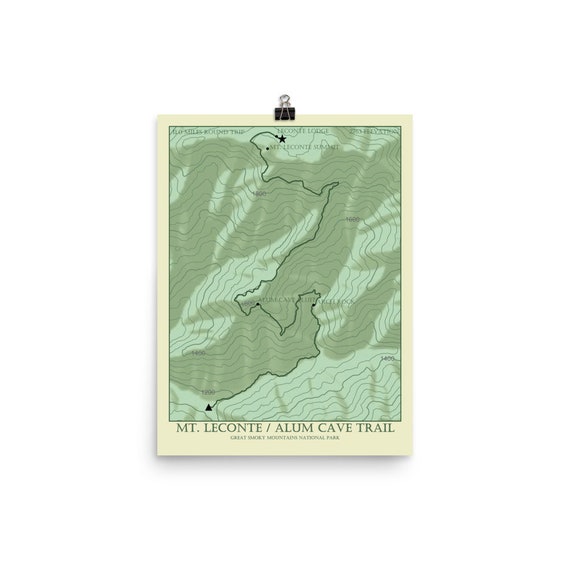 Alum Cave Trail Map Mt. Leconte / Alum Cave Trail Topographic Map Poster | Etsy Ireland