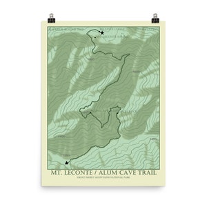 Mt. LeConte / Alum Cave Trail Topographic Map Poster
