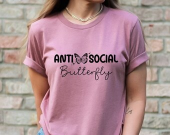 Antisocial Butterfly SVG PNG, Anti-social svg, Introvert svg, Affirmation svg, Inspirational svg,  Butterfly svg, Boho svg