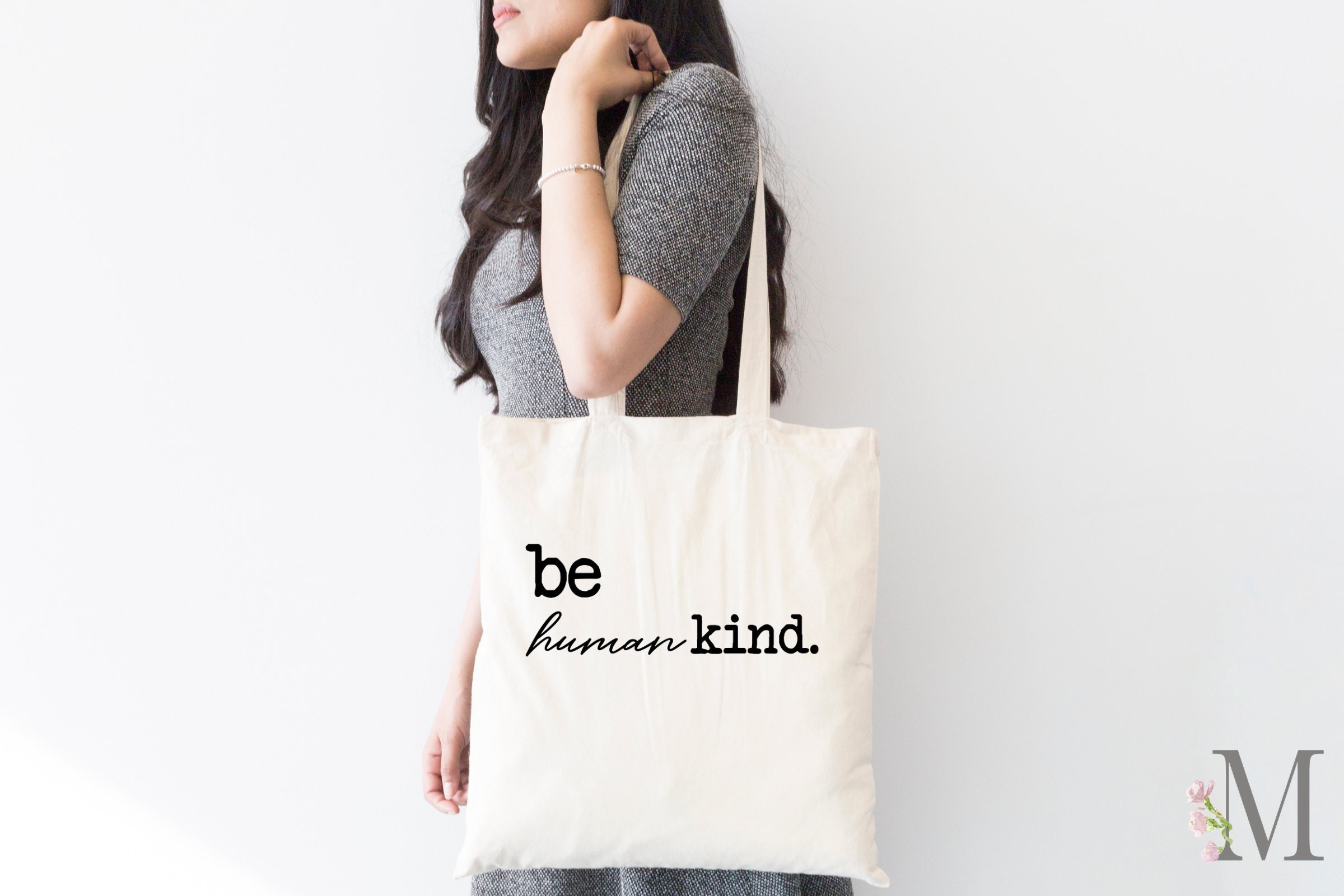 Be Human Kind ™ Organic Cotton Tote Bag Eco Friendly Reusable | Etsy
