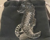 Waterford Lead Crystal Seahorse Pin Brooch in original velvet bag box