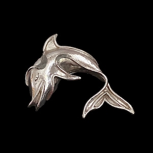 Large Vintage Corocraft Silvertone Coro Dolphin Pin Brooch