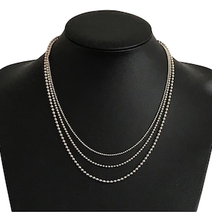 925 Sterling Silver 3 Strand Graduating Ball Chain 19" or 48cm Gift Box