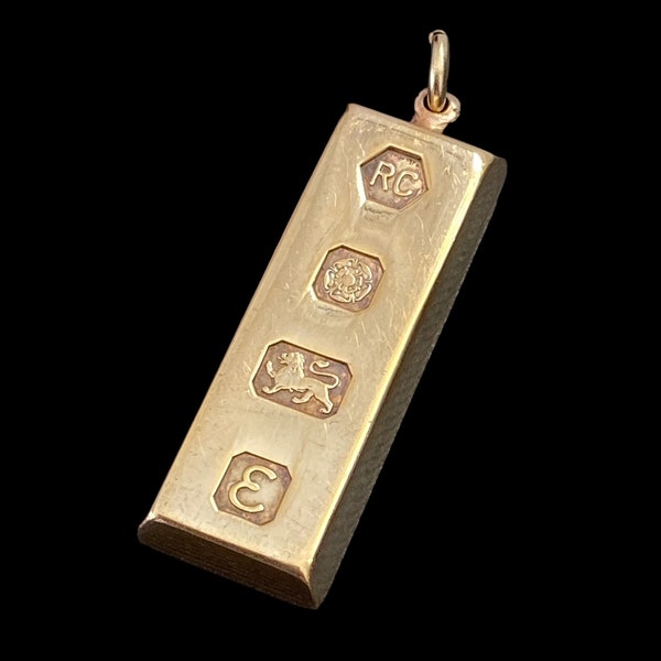 Vintage 925 Sterling Silver Gold Plated 1979 Hallmark Ingot Chain Pendant 30.3g Carrs of Sheffield