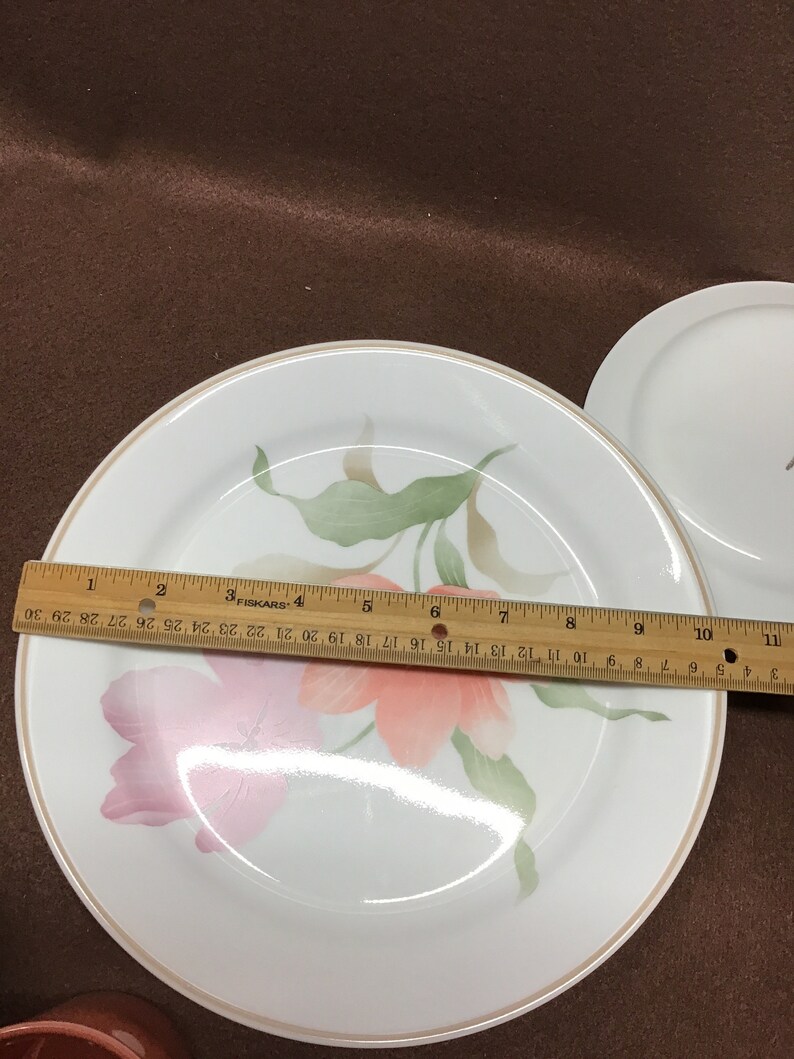 Vintage Corelle dinnerware pretty orange and lavender floral Etsy