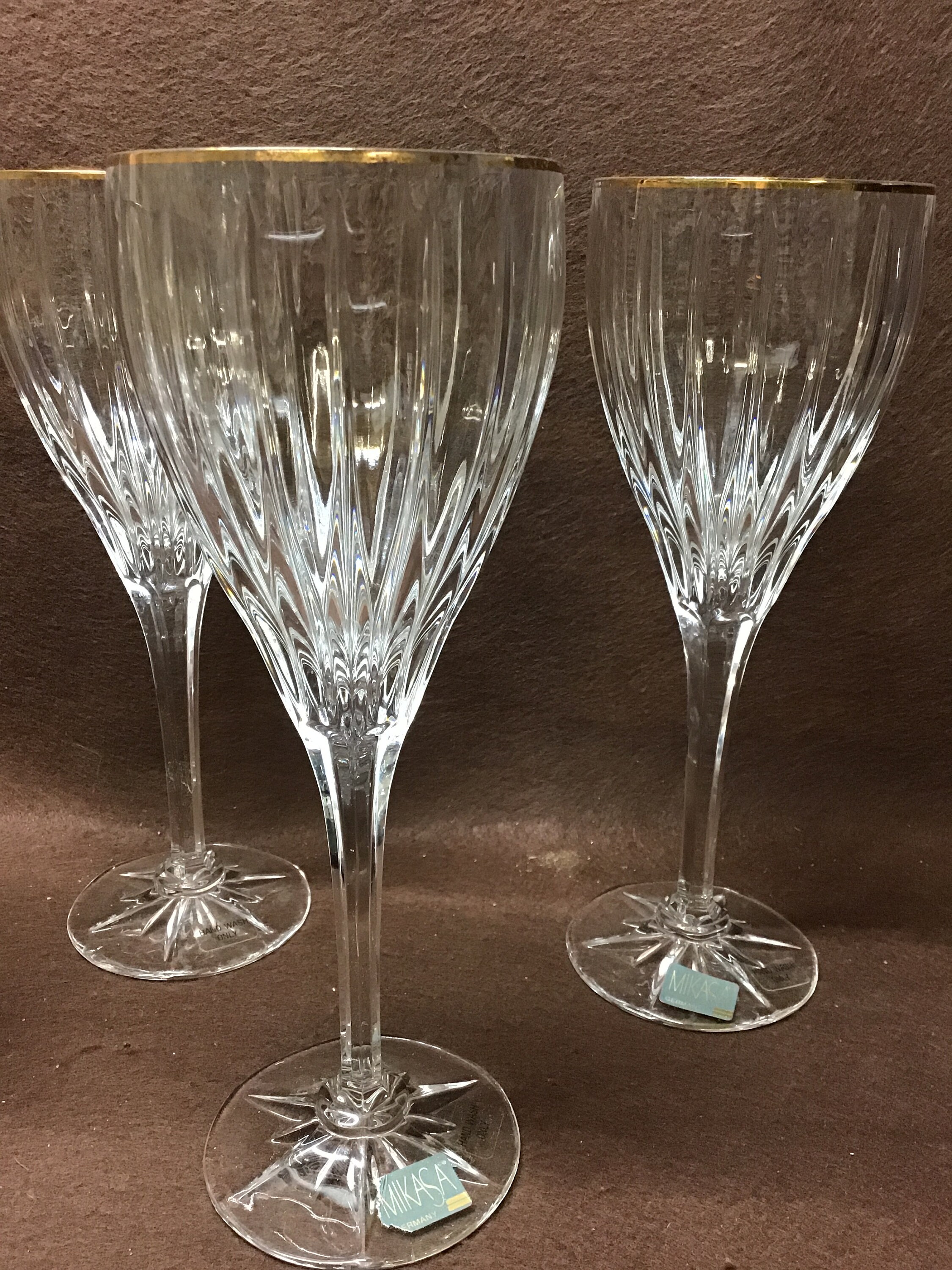 Vintage Mikasa Crystal long stem wine glasses. Germany. Set of Etsy