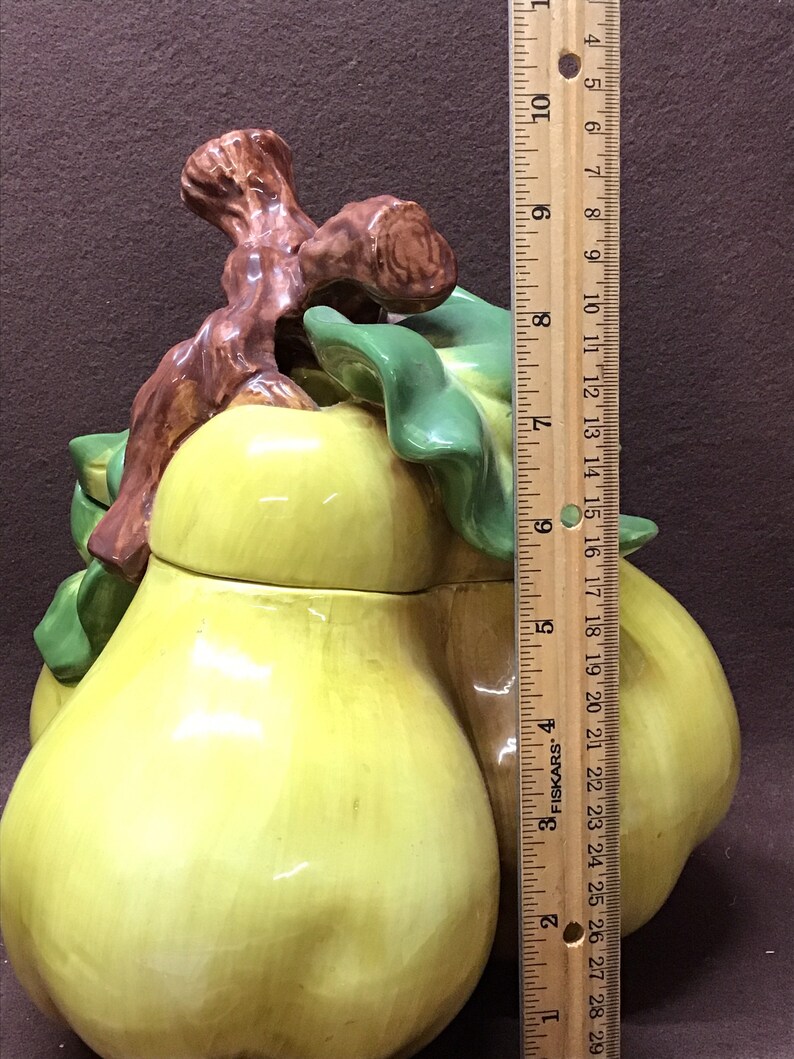 Vintage ceramic Triple Pear Fruit cookie jar canister. BIGO Etsy