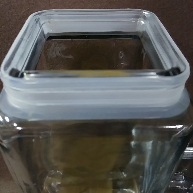 Anchor Hocking square glass canisters. Set of 3. Wooden lids Etsy