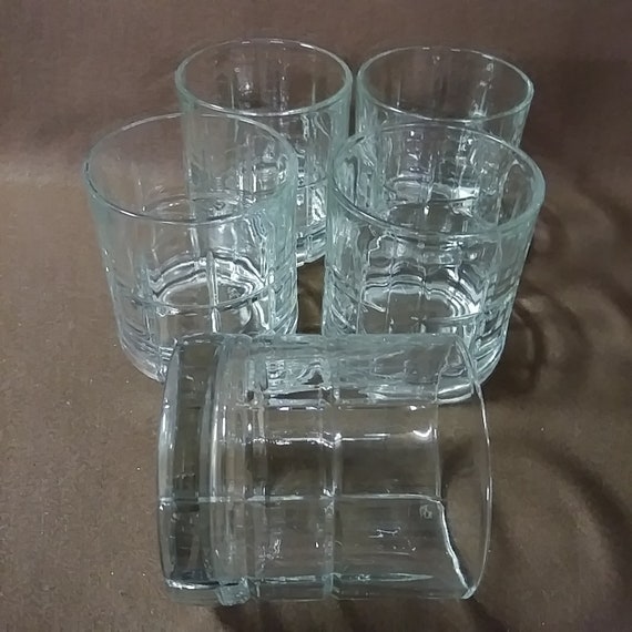 Vintage Clear Anchor Hocking Tartan Glasses Set Of 4 8 Oz - Lowball Glass Oz Vintage Clear Anchor Hocking Tartan Glasses Set Of 4 8 Oz - Lowball Glass Oz