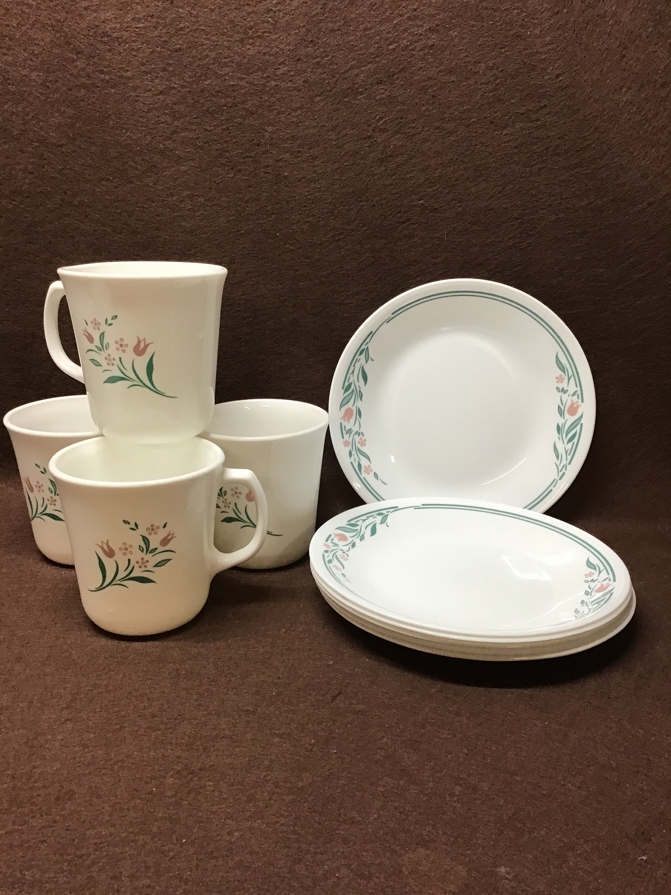 Vintage Corelle Rosemarie pattern. 6 1/2 inch plates mugs Etsy