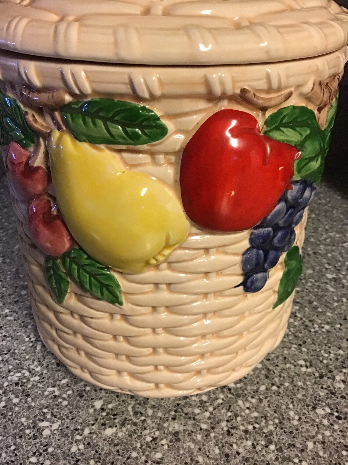 Vintage ceramic Apple basket cookie jar canister Etsy