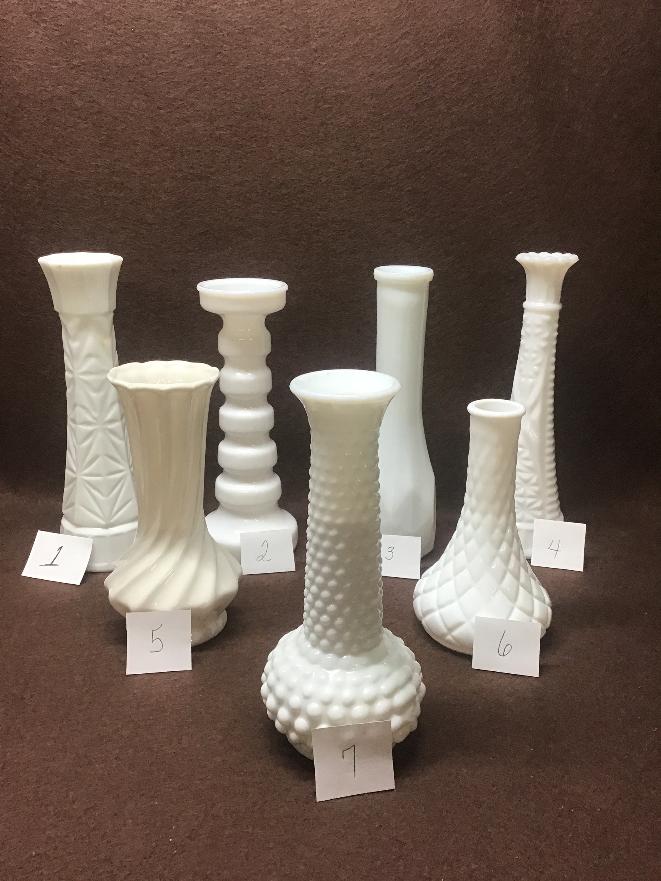 Vintage milk glass bud vases. 7 styles to choose from . Etsy