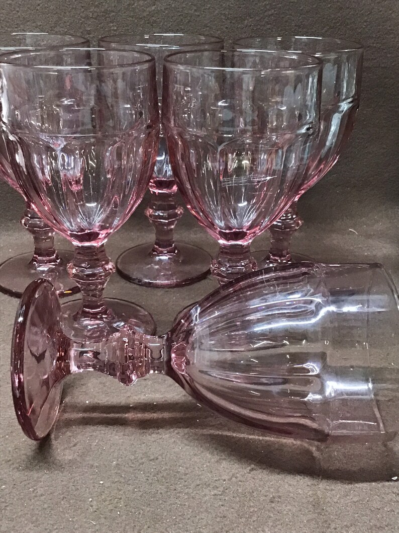 Libbey Duratuff heavy glasses goblets. Set of 6. Light Plum Etsy