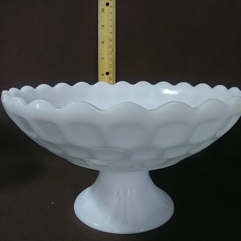 Vintage Westmoreland milk glass pedestal bowl Honeycomb pattern