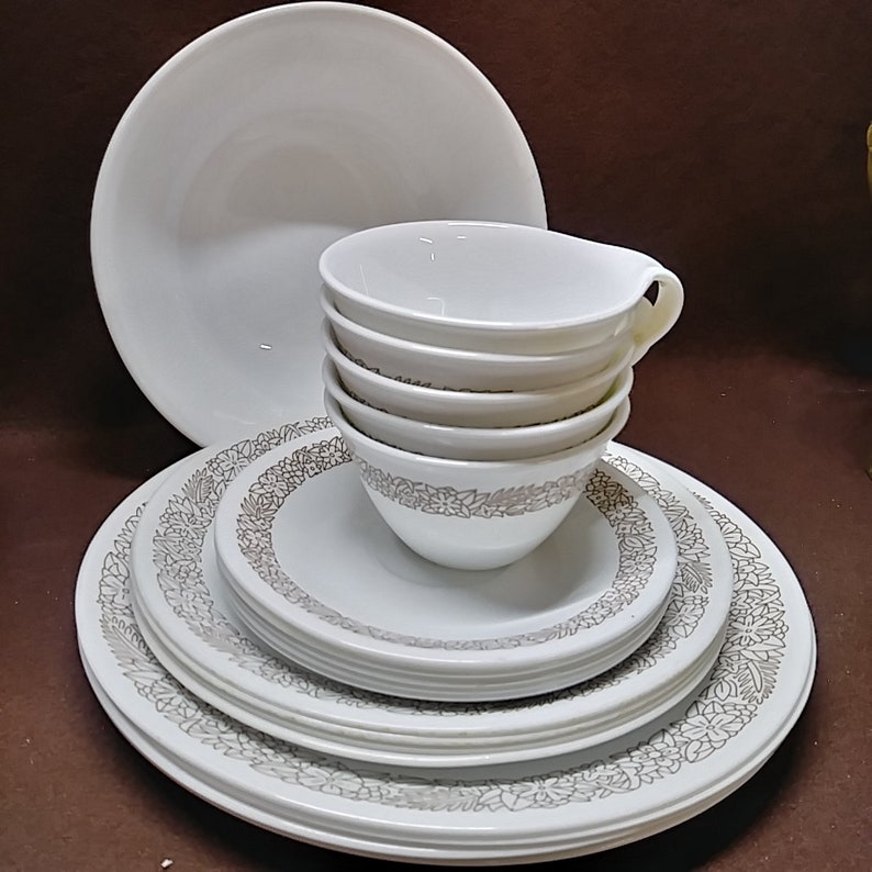 Vintage Corelle dishes. Woodland Brown pattern. Place Etsy