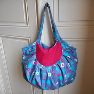 Sac besace Sac jean bleu et tissu fleuri pour femme style vintage