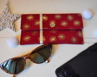 Red pencil case or pouch or case for phone or glasses for the handmade bag