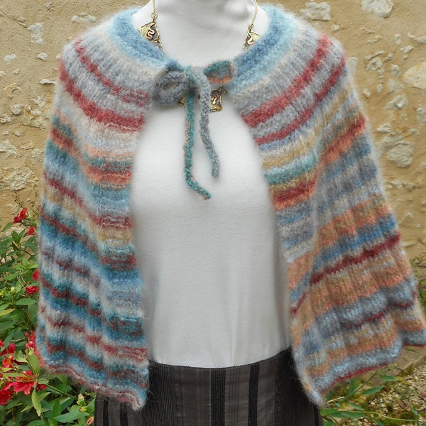 Chauffe-épaules femme en laine Mohair ou poncho en laine pour femme  ou cape tricotée taille unique
