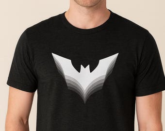 Modern Bat Graphic T-Shirt, Black Heather Tri-Blend Tee