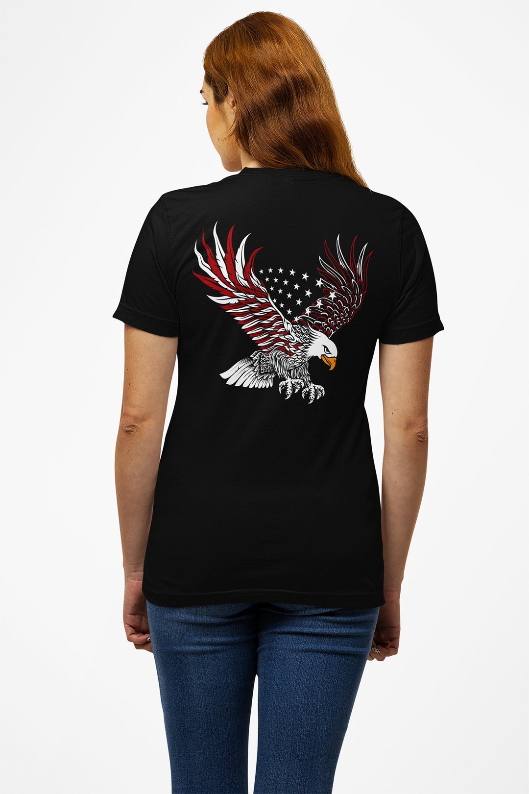 The Mountain Independence Eagle T-Shirt - Unisex Patriotic American Flag & Bald Eagle Graphic Tee