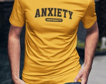Anxiety University-T-shirt: retro T-shirt voor geestelijke gezondheid