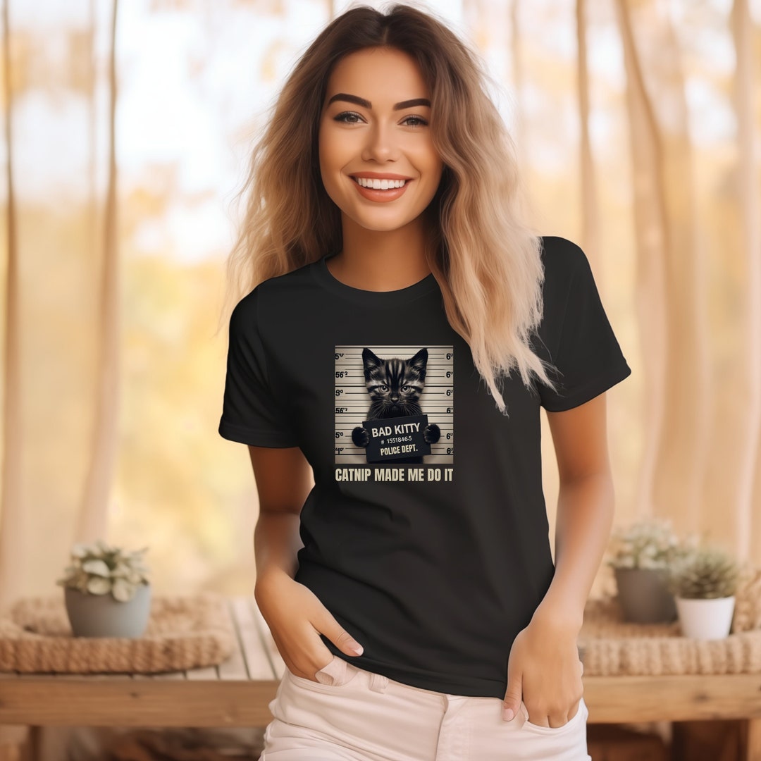 Funny Catnip Kitten Mugshot T-shirt Cat Lover Gift Cute Feline Humor ...