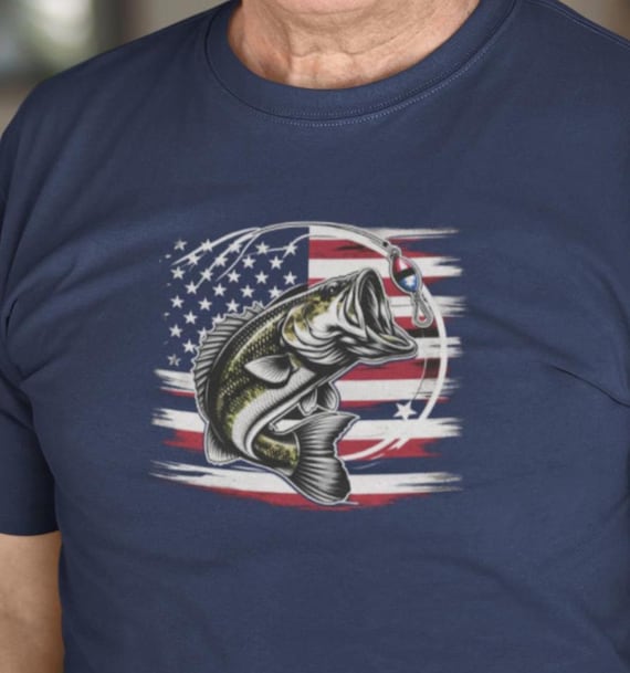 Bass-ically Unstoppable Fishing Shirt, Patriotic Bass Fisherman Tee, Funny American Flag Fishing T-Shirt Gift for Men