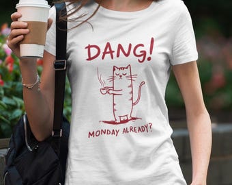 Maglietta Funny Cat Monday: maglietta per gli amanti del caffè durante la settimana lavorativa