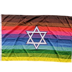 Rainbow Pride Flag with Magen David Jewish Star - LGBTQ Gay Pride Flag
