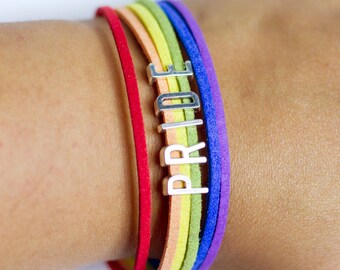 Rainbow PRIDE LGBTQIA+ Leather Bracelet