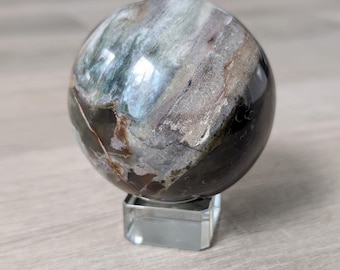 Ocean Jasper Sphere • Natural Earth Tone Crystal Orb, Grounding Calm Stone