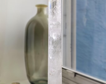 Large Clear Quartz Tower Point – Natural Crystal Obelisk, Polished Quartz Generator, Statement Decor