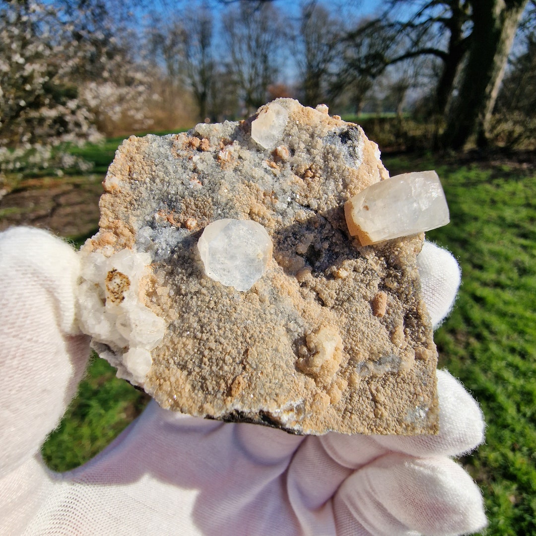 Fluorapophyllite on Matrix Scotstown Quarry Irish Minerals Stilbite