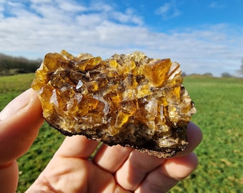 Rare Amber Fluorite - New Find Fluorite - Rootbeer Pocket - Crich Quarry - Fluorescent minerals - Fluorite - Minerals - Crystals