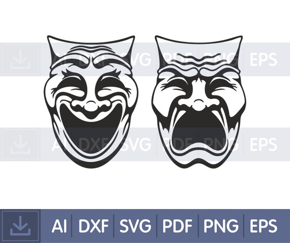 Drama Masks SVGDXFGraphic Art Cut file