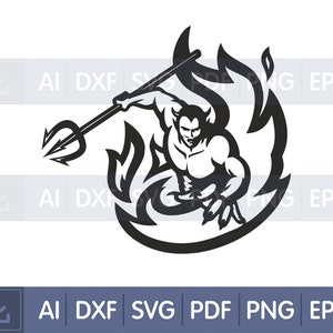 Digital vector Cut files Free download Devil file Demon files Fire satan Devil svg Devil tattoo Demon silhouette Papercraft work Dickens art