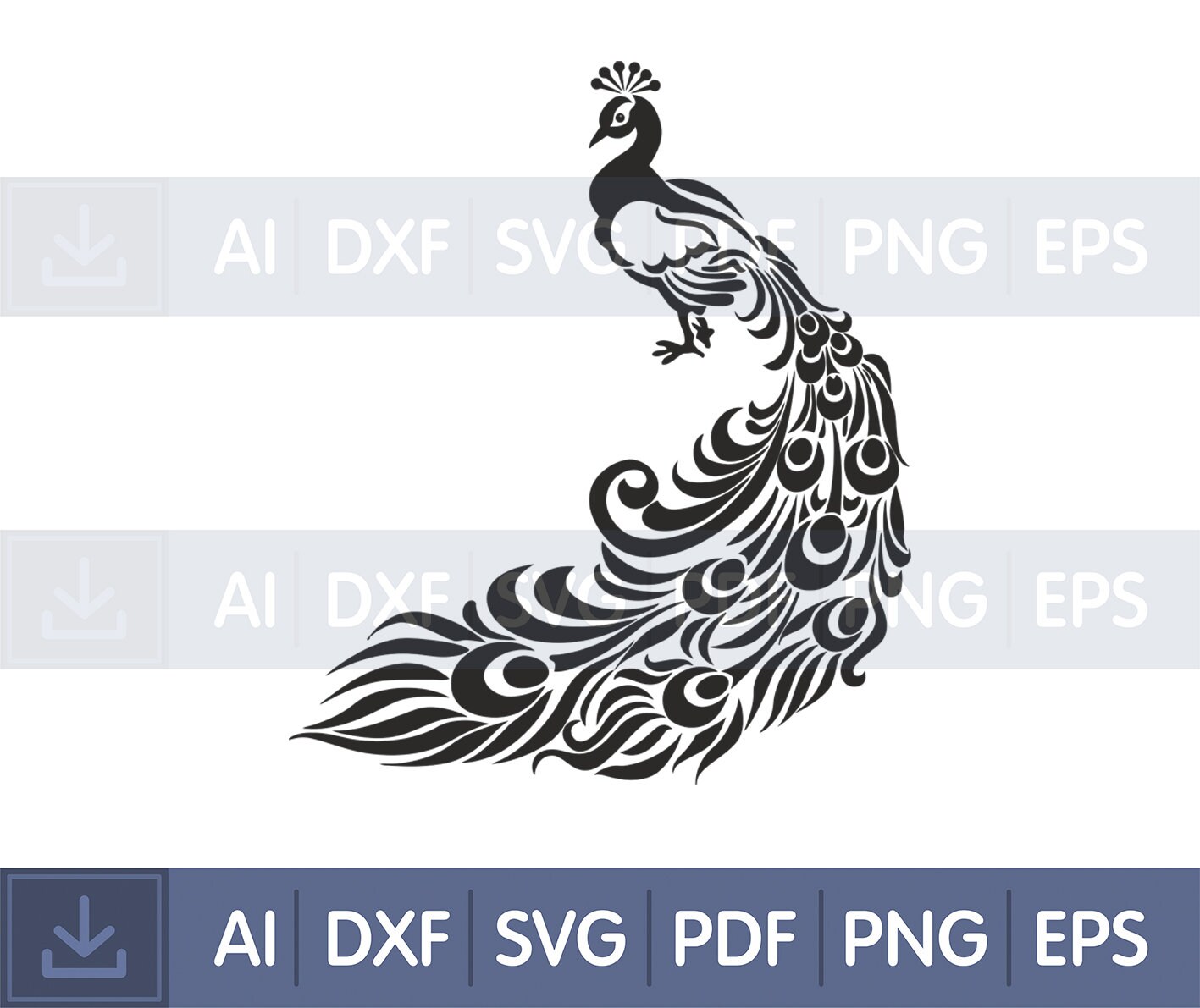 Download Svg Cutting File Vinyl Wall Decal Peacock Peacock Swirl Etsy