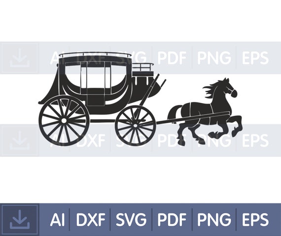 Electronic models Vector painting T-shirt print Horse carriage svg Вrawning brougham Cinderella coach Land far away Poster coach Tattoo art