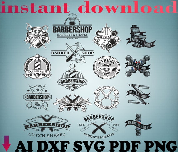 Download Files Barbershop Ai Models Vector Files Logo Barber Etsy